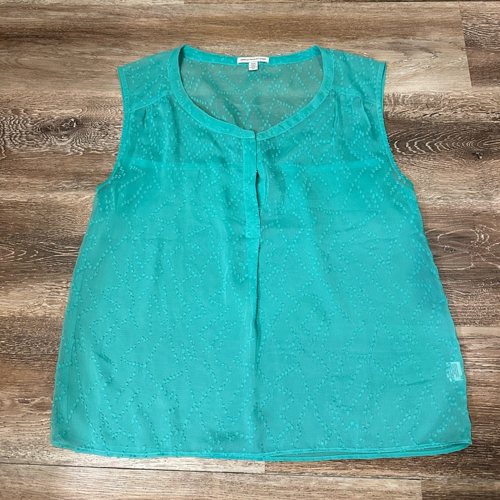 American Eagle Outfitters Teal Sleeveless Relaxed Blouse